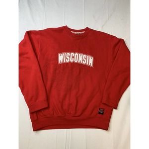 Wisconsin Badgers Hoodie Mens Medium College Gameday Red Sweatshirt Embroidered